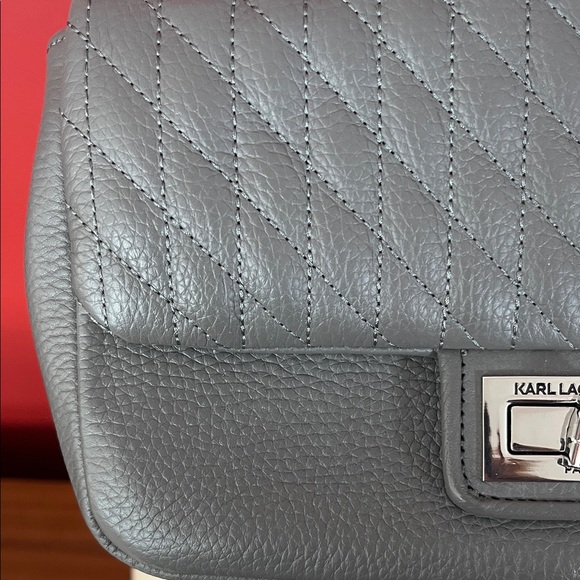 Like new Karl Lagerfeld Gray Quilted Bag with Chain - Picture 3 of 16